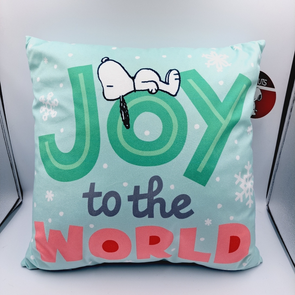 Peanuts Snoopy Joy To The World Holiday Pillow Festive Decor Size 18x18